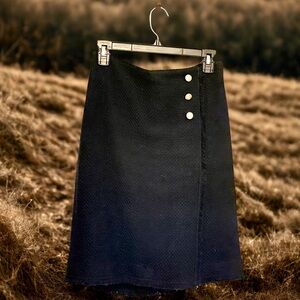 Regal Navy Button-Detail Skirt